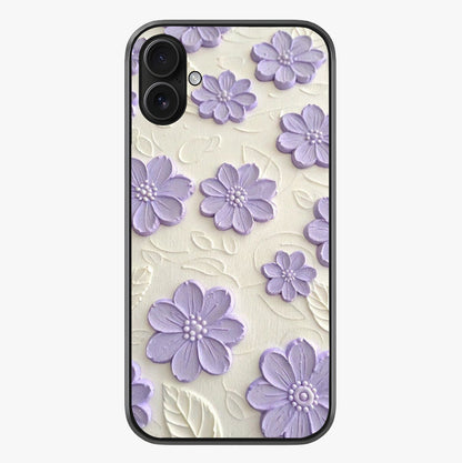 Floral Wall Art With Purple Flowers Glass Case showing full back design in clean flat view with glossy glass finish.