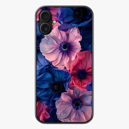 Flower Paper Art Pattern Glass Case showing full back design in clean flat view with glossy glass finish.