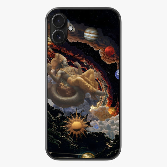 Galactic Divine God Glass Case showing full back design in clean flat view with glossy glass finish.