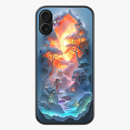 Glow Forest Portal Glass Case showing full back design in clean flat view with glossy glass finish.
