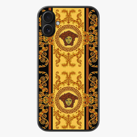Golden Royal Heritage Glass Case showing full back design in clean flat view with glossy glass finish.