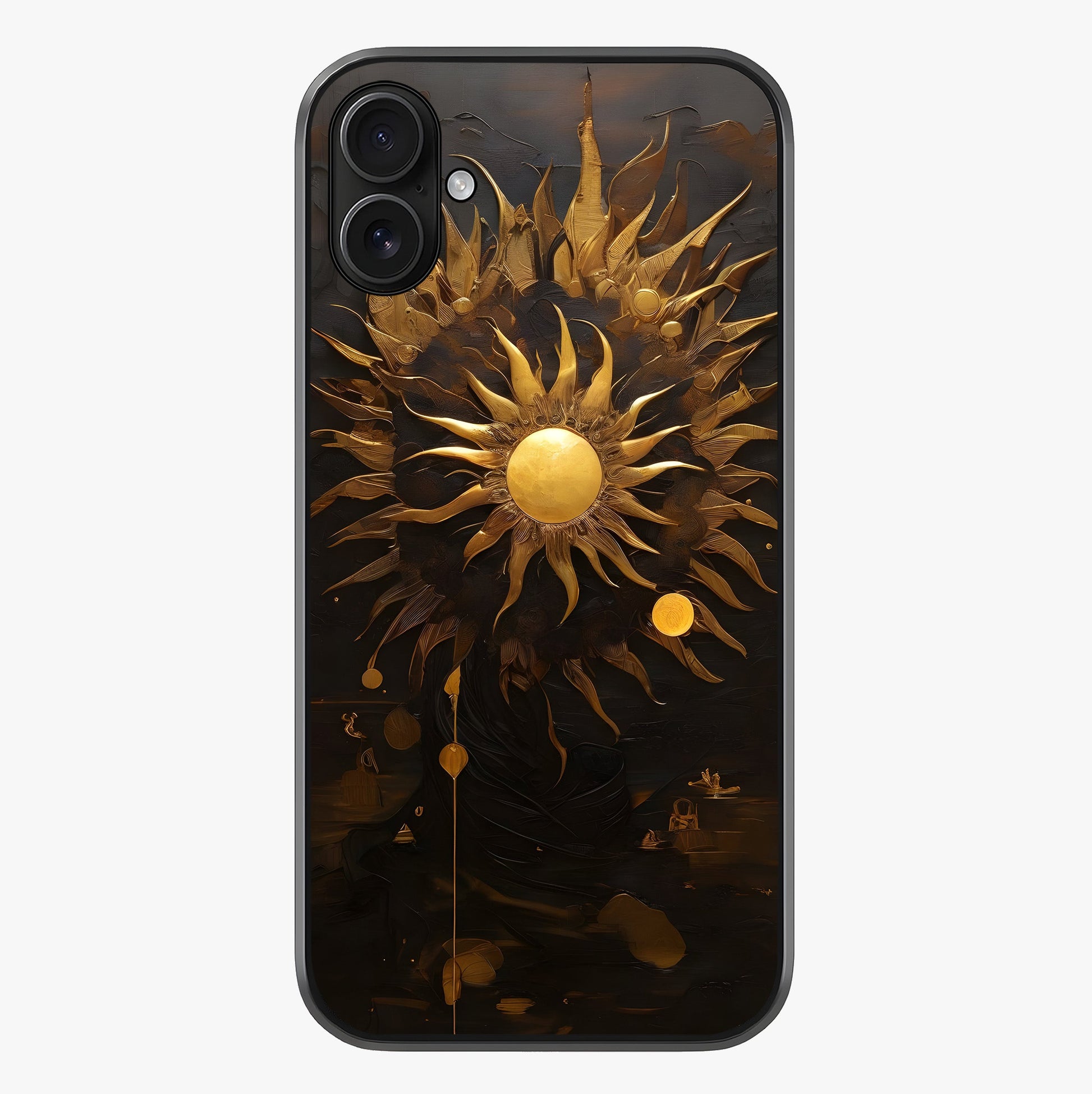 Golden Sun Majesty Glass Case showing full back design in clean flat view with glossy glass finish.
