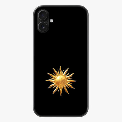 Golden Sun Minimalism Glass Case showing full back design in clean flat view with glossy glass finish.