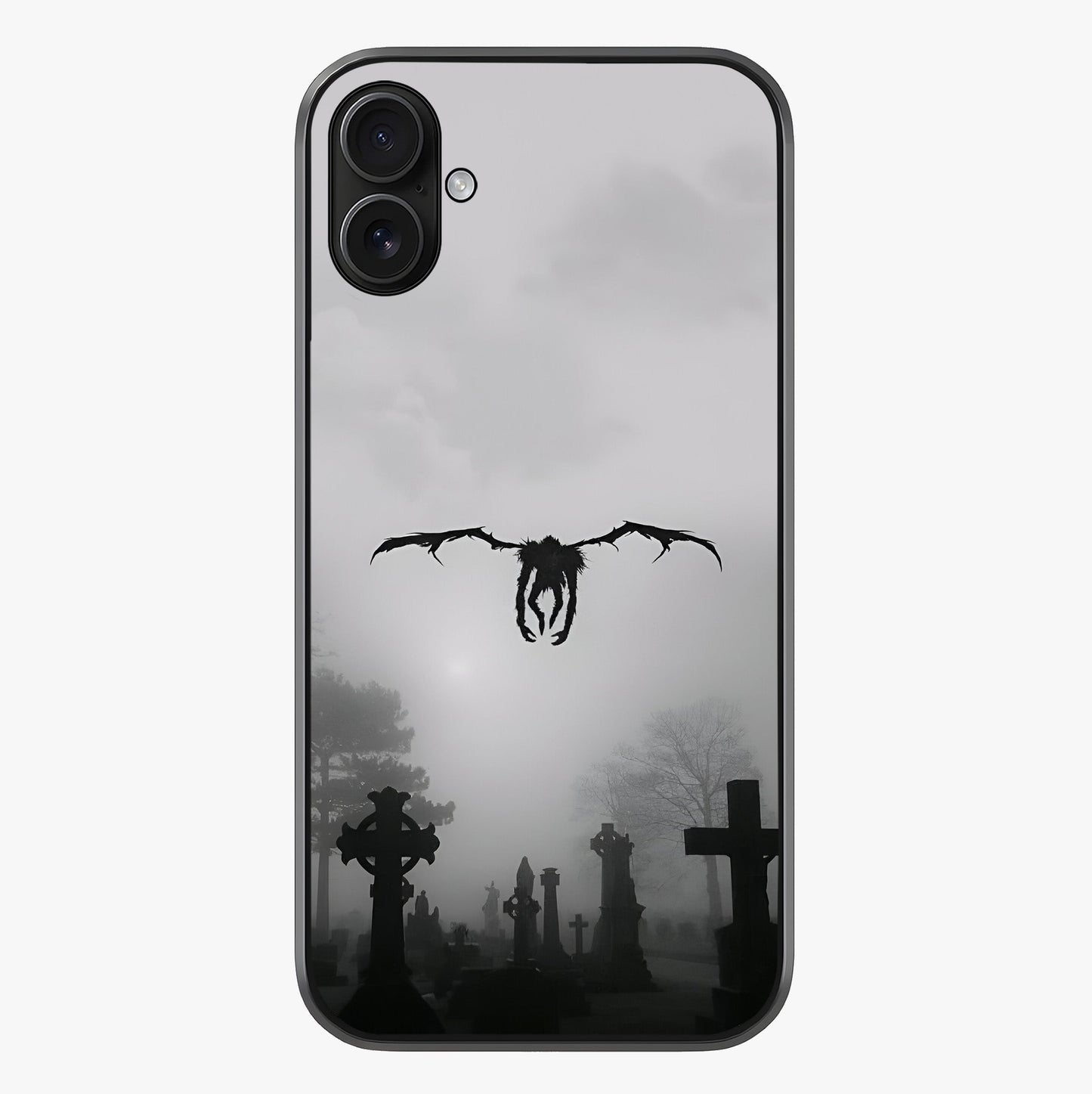 Graveyard Shadow Descent Glass Case showing full back design in clean flat view with glossy glass finish.