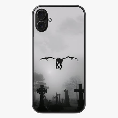 Graveyard Shadow Descent Glass Case showing full back design in clean flat view with glossy glass finish.