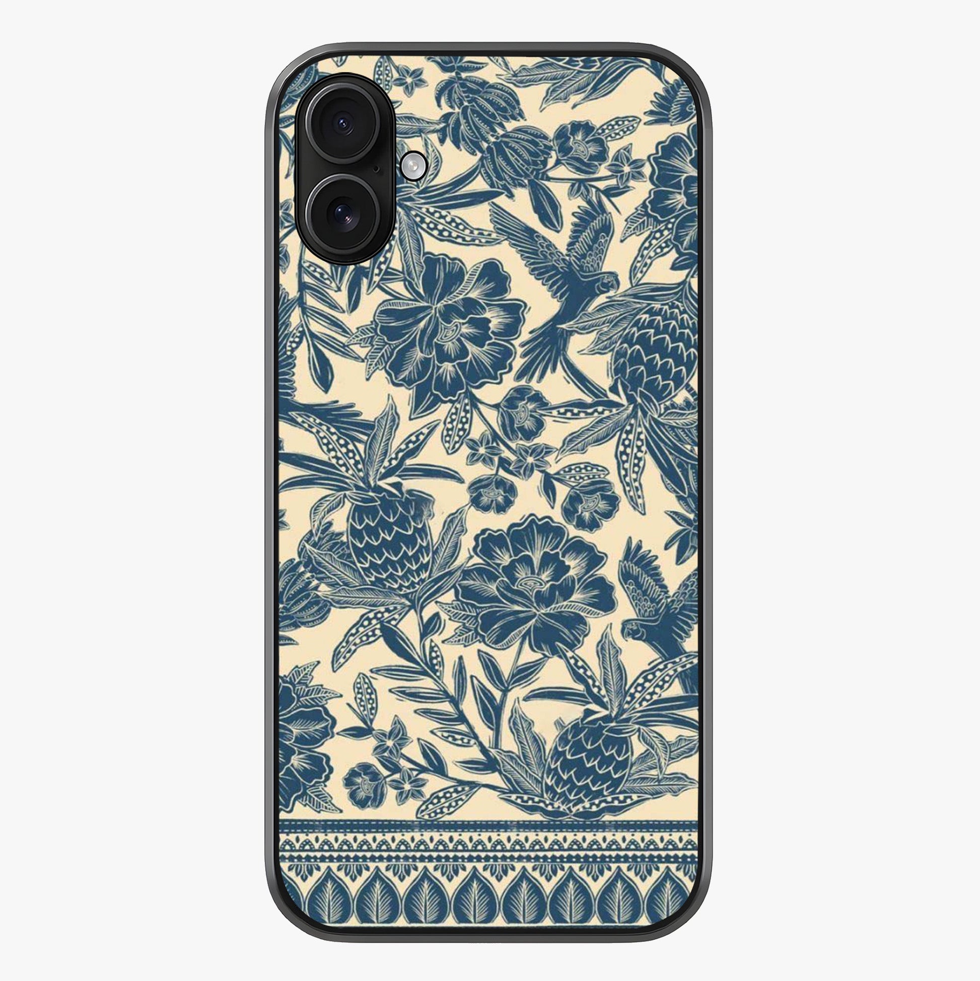 Heirloom Wild Bloom Glass Case showing full back design in clean flat view with glossy glass finish.