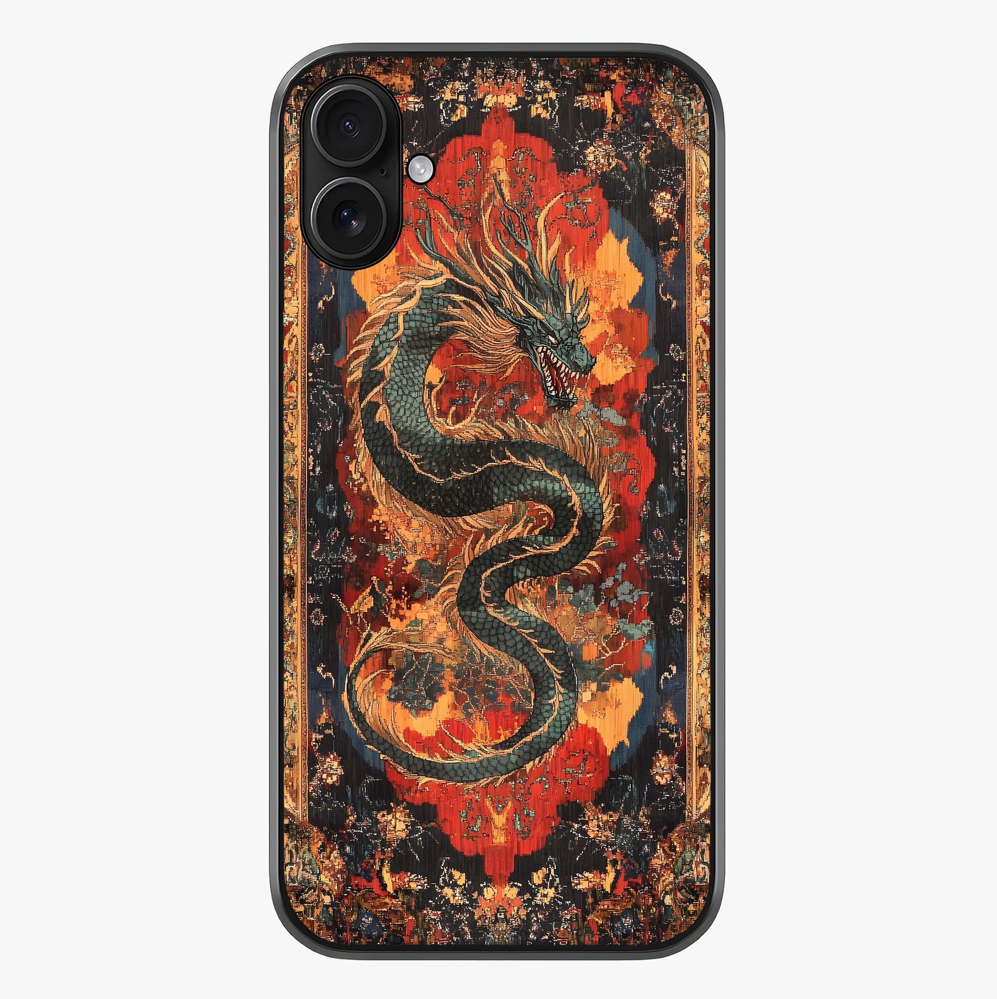 Inferno Dragon Soul Glass Case showing full back design in clean flat view with glossy glass finish.