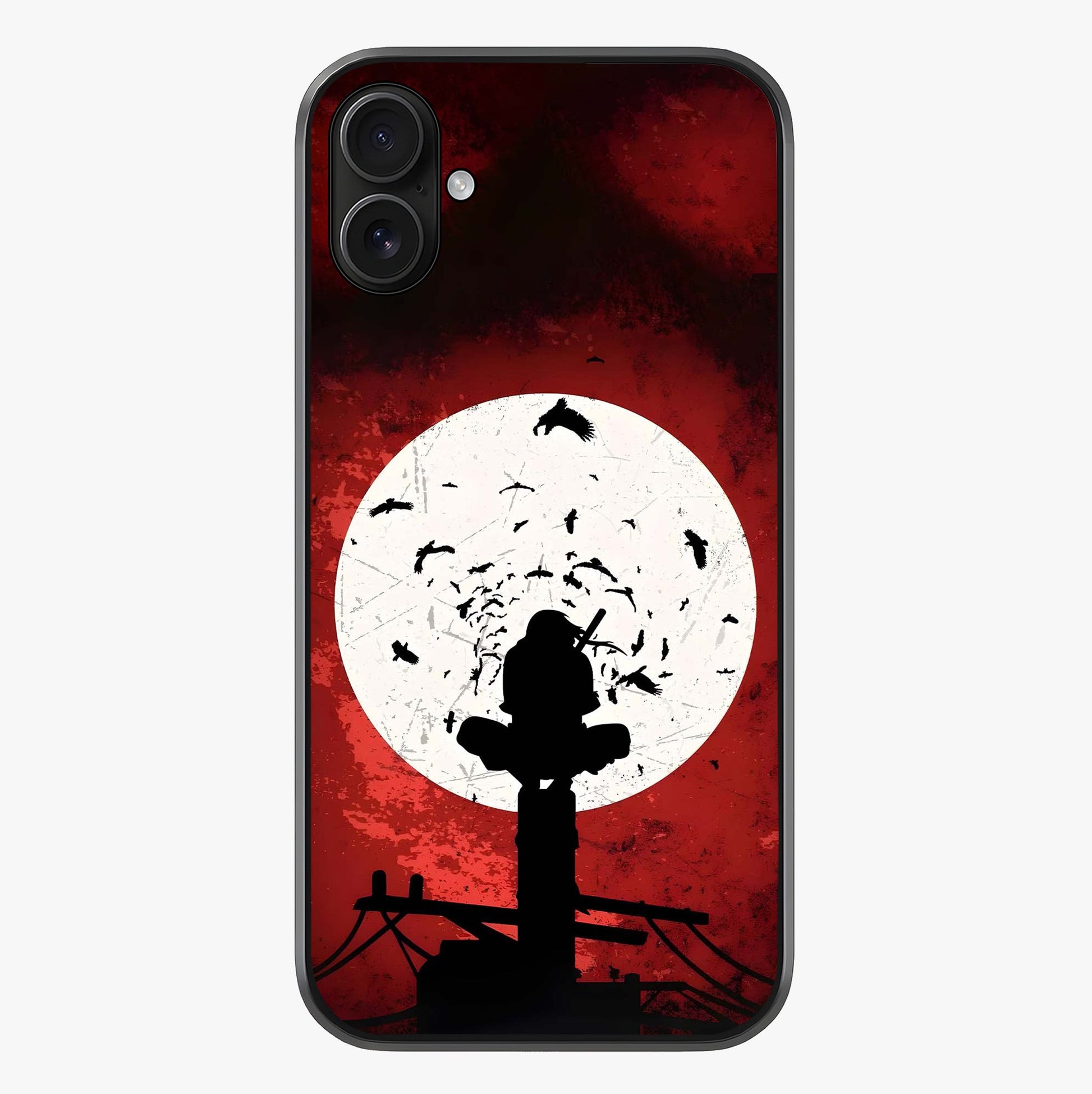Itachi Limited Edition Naruto Anime Glass Case showing full back design in clean flat view with glossy glass finish.