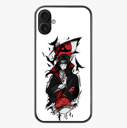 Itachi Sharingan Glass Case showing full back design in clean flat view with glossy glass finish.