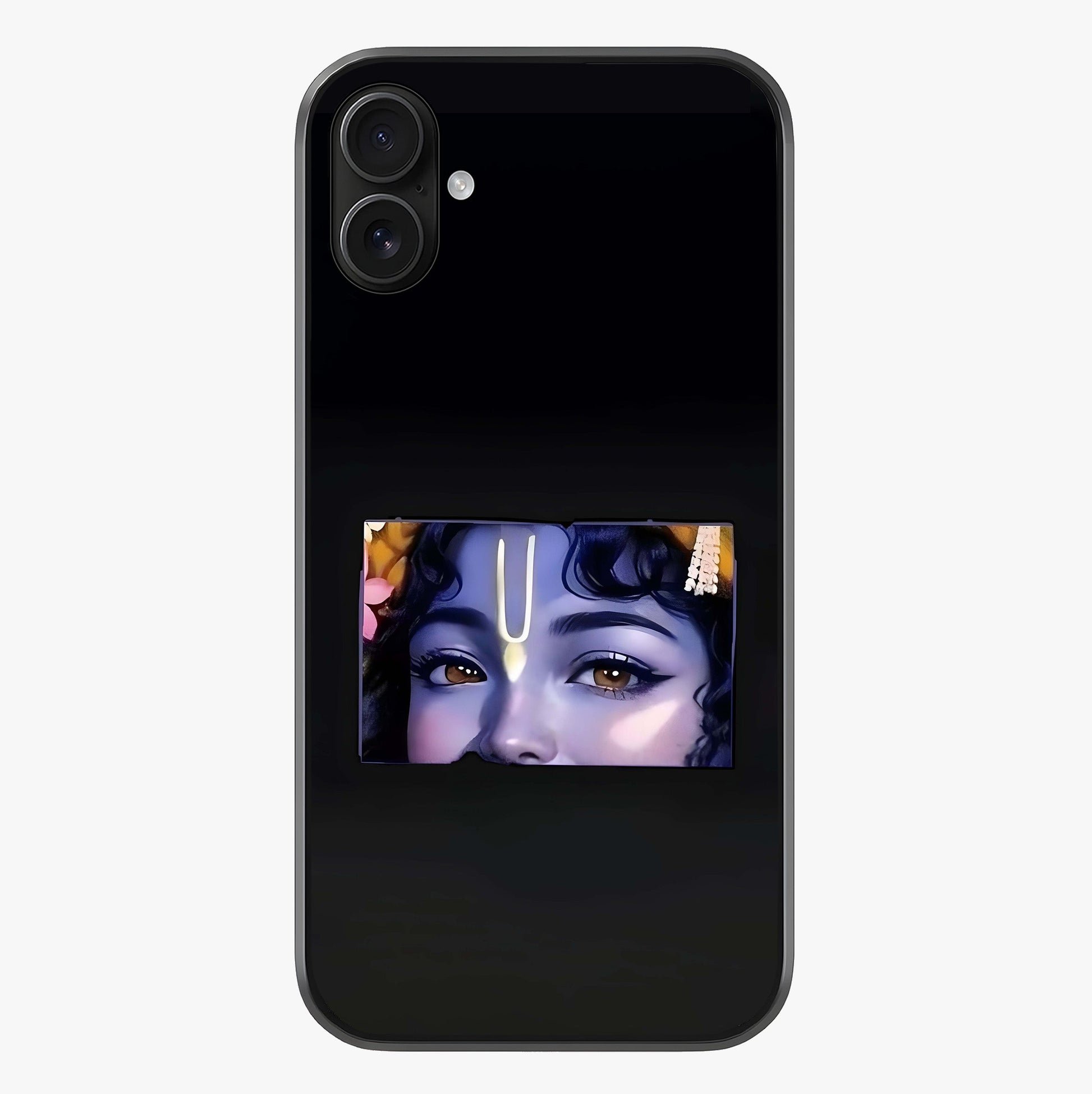 Krishna Divine Embrace Glass Case showing full back design in clean flat view with glossy glass finish.