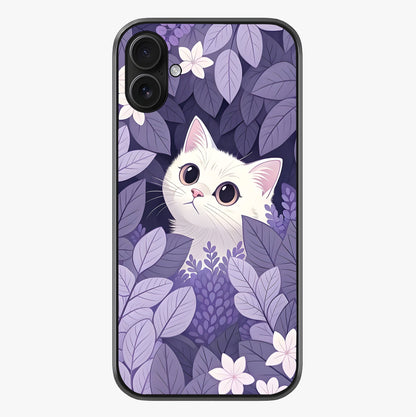 Lilac Hide Peek Cat Glass Case showing full back design in clean flat view with glossy glass finish.