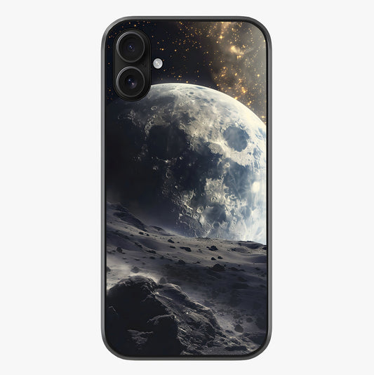 Lunar Horizon Glow Glass Case showing full back design in clean flat view with glossy glass finish.