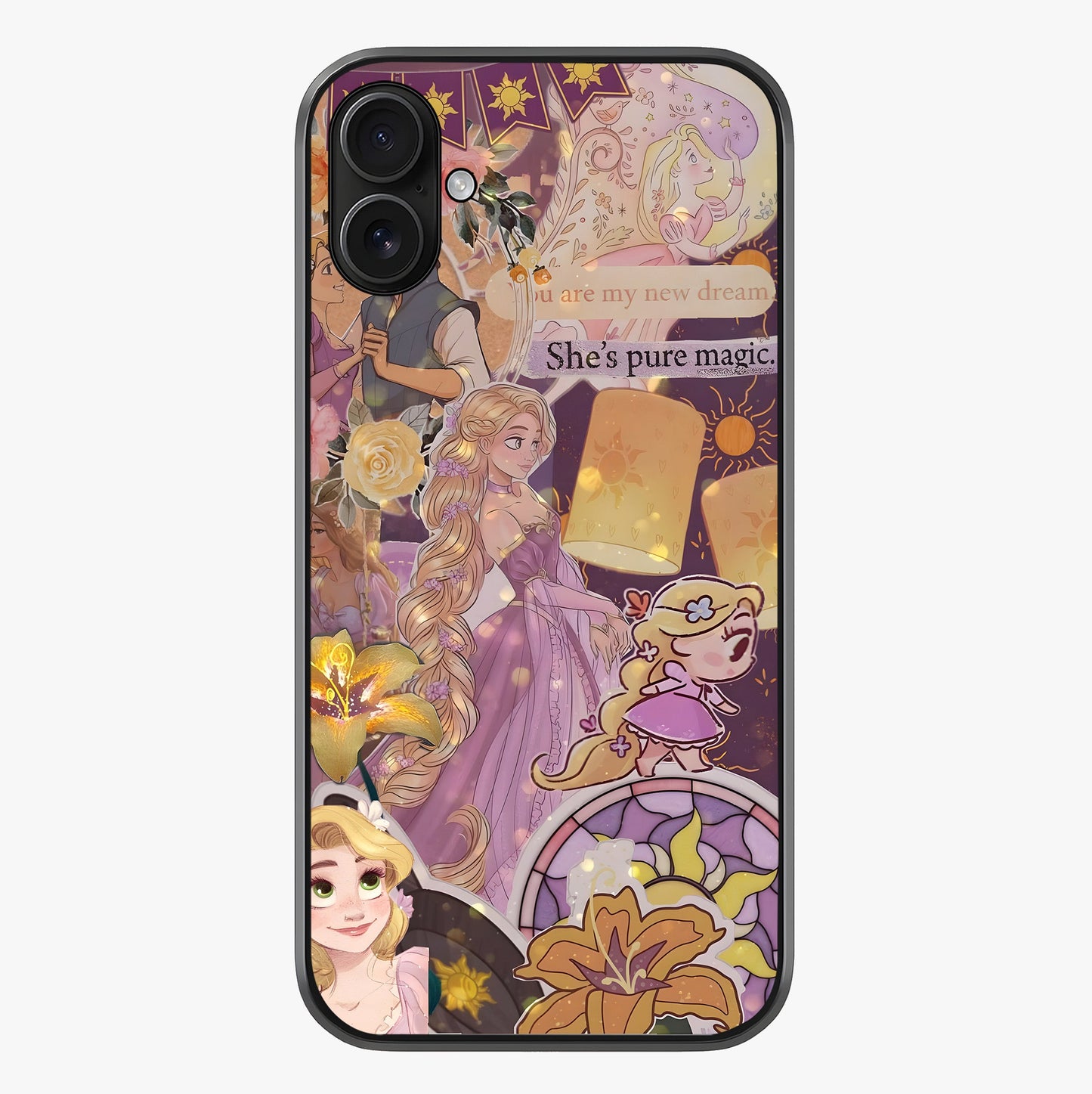 Magical Tangled Dream Glass Case showing full back design in clean flat view with glossy glass finish.