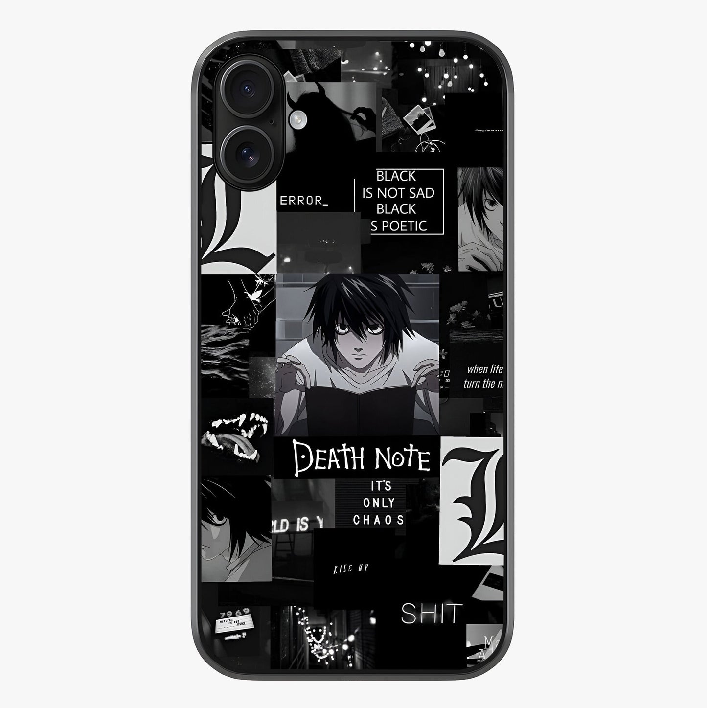 Midnight Chaos Mind Glass Case showing full back design in clean flat view with glossy glass finish.