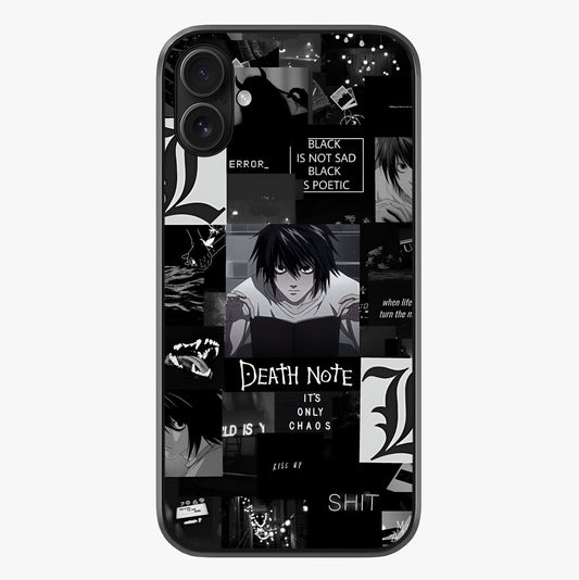 Midnight Chaos Mind Glass Case showing full back design in clean flat view with glossy glass finish.