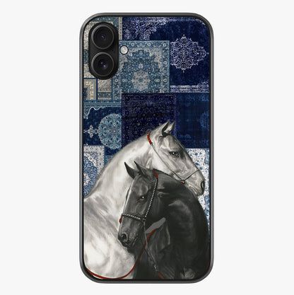 Midnight Stallion Blues Glass Case showing full back design in clean flat view with glossy glass finish.