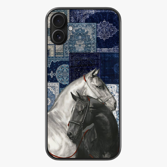 Midnight Stallion Blues Glass Case showing full back design in clean flat view with glossy glass finish.