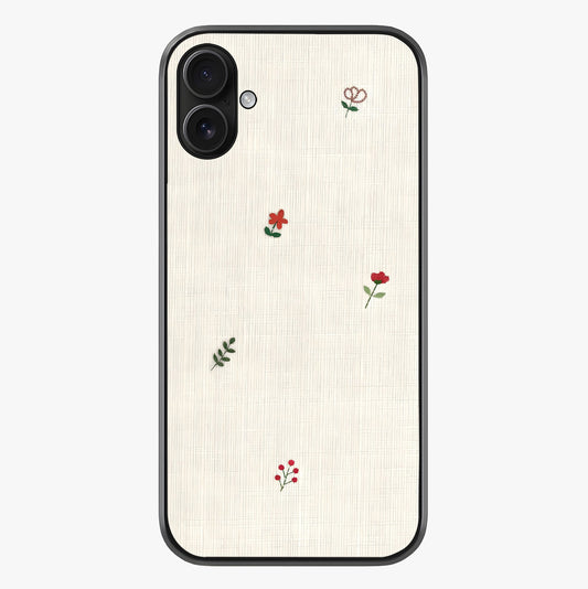 Minimal Petal Whispers Glass Case showing full back design in clean flat view with glossy glass finish.