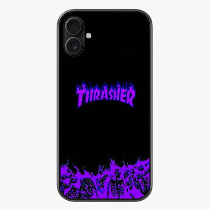 Neon Flame Riot Glass Case showing full back design in clean flat view with glossy glass finish.