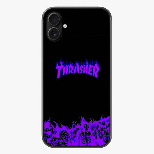Neon Flame Riot Glass Case showing full back design in clean flat view with glossy glass finish.