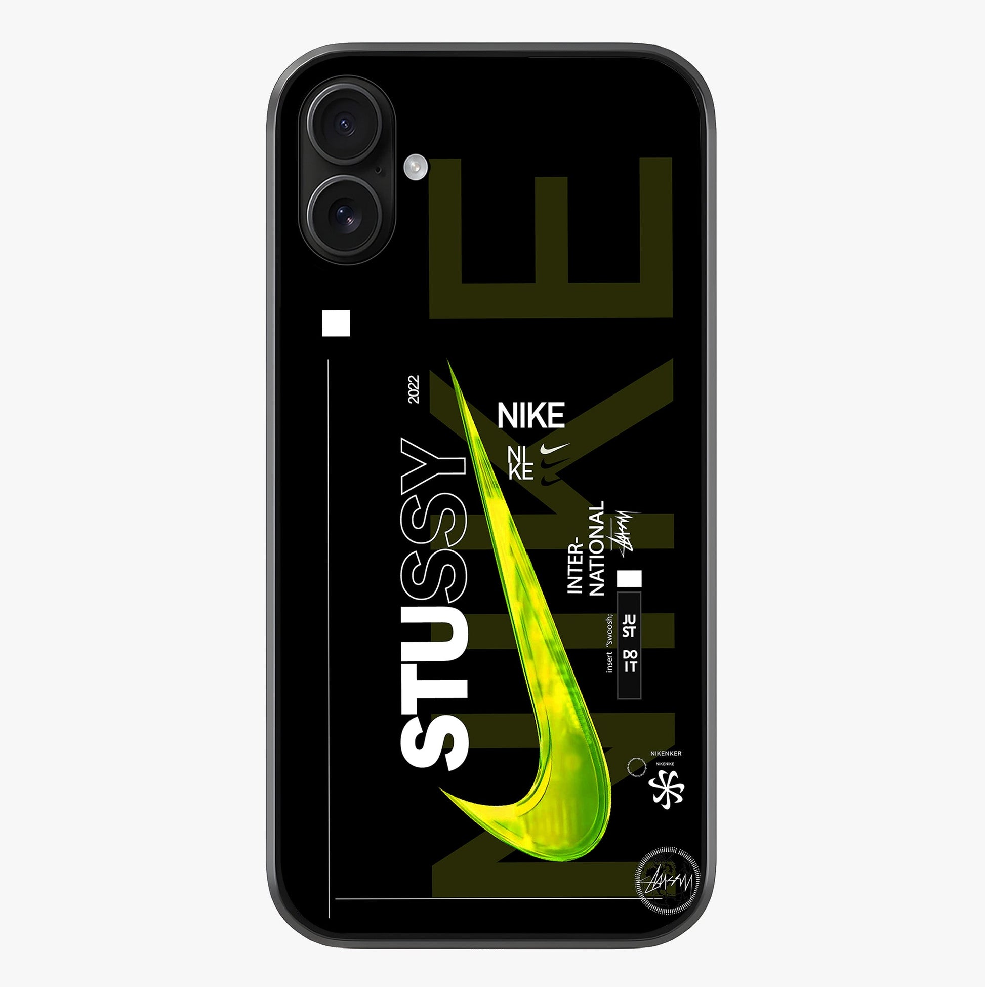 Neon Street Edition Glass Case showing full back design in clean flat view with glossy glass finish.