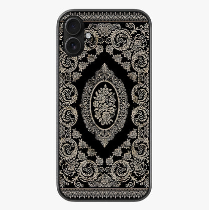 Noir Bloom Elegance Glass Case showing full back design in clean flat view with glossy glass finish.