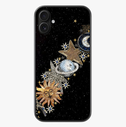 Pearls Universe Object Glass Case showing full back design in clean flat view with glossy glass finish.