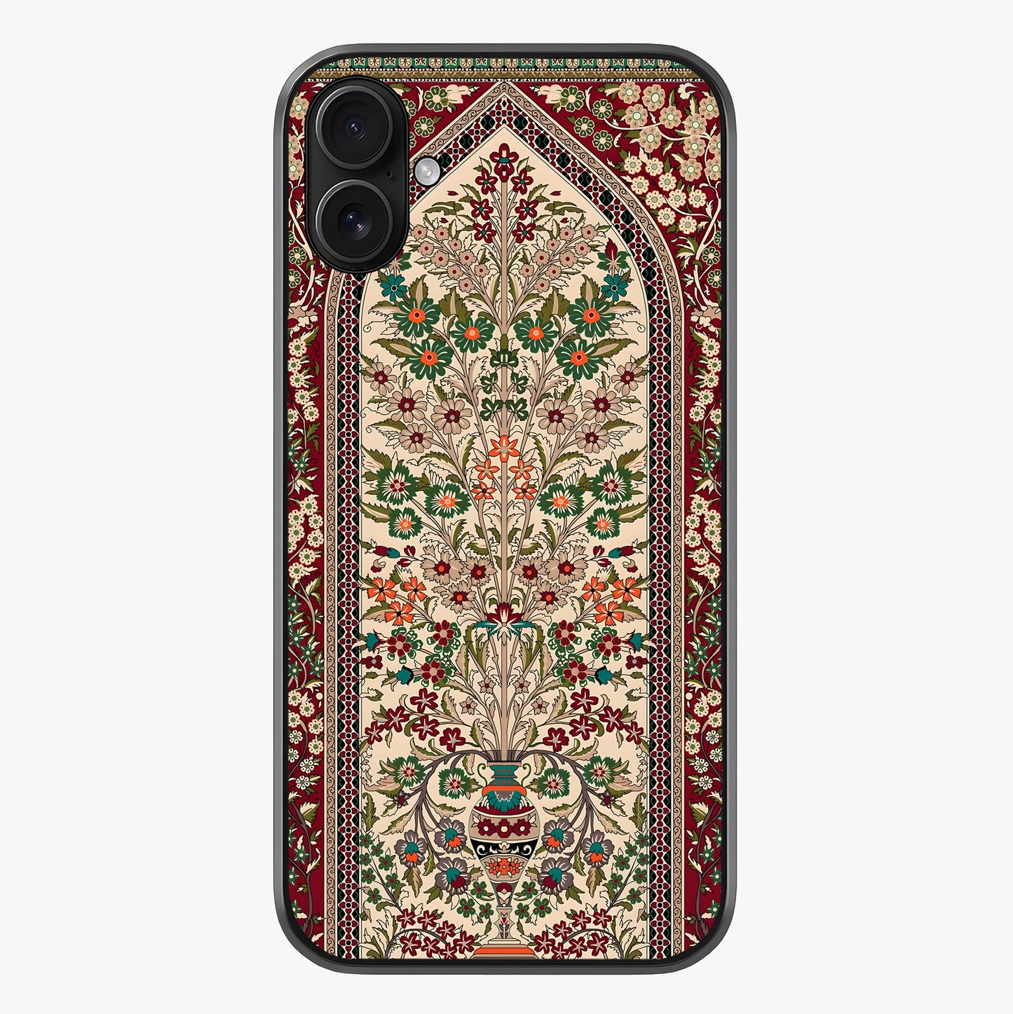 Persian Inspired Glass Case showing full back design in clean flat view with glossy glass finish.