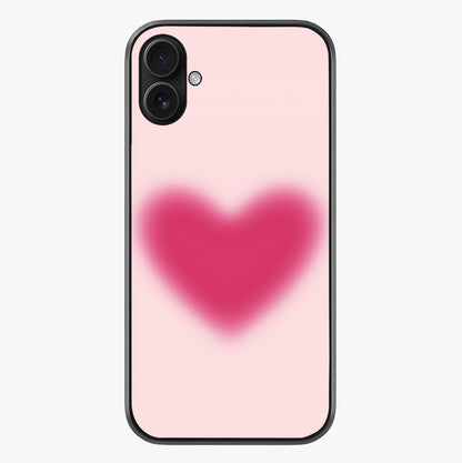 Pink Aura Heart Glass Case showing full back design in clean flat view with glossy glass finish.