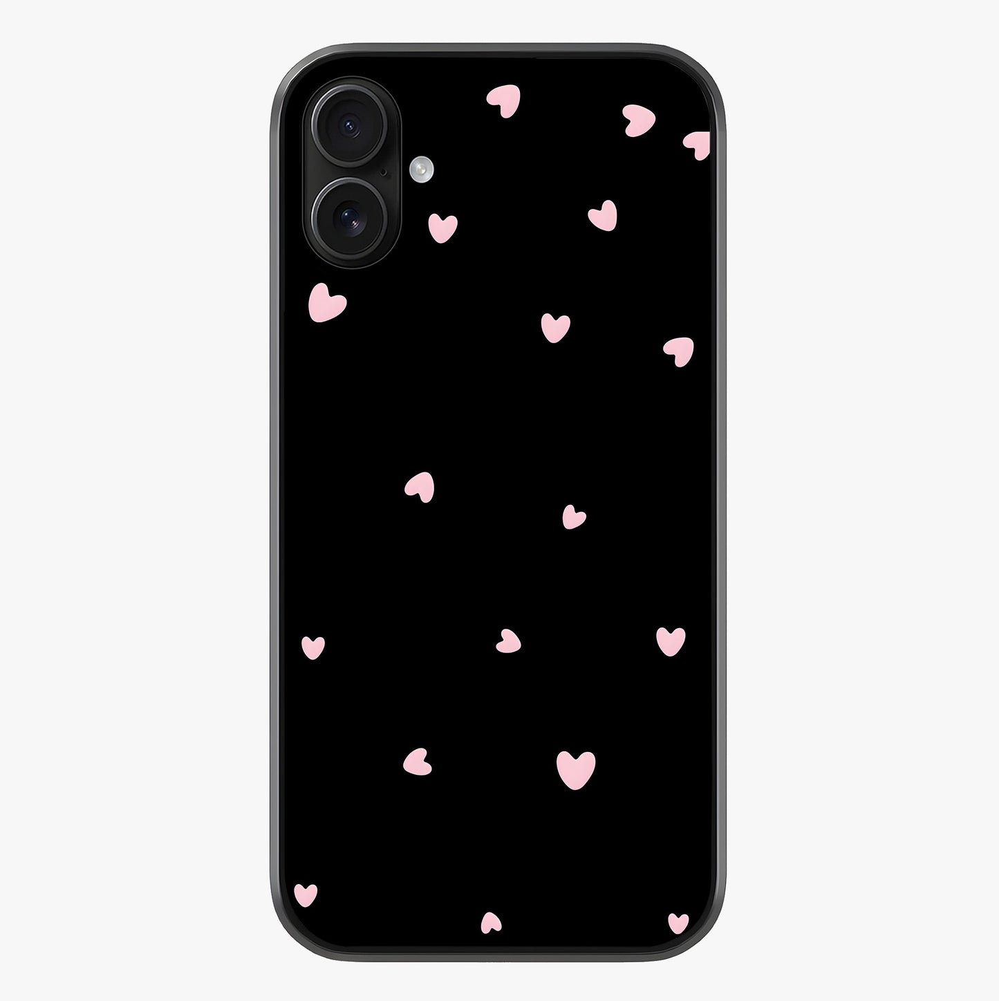 Pink Love Drops Glass Case showing full back design in clean flat view with glossy glass finish.