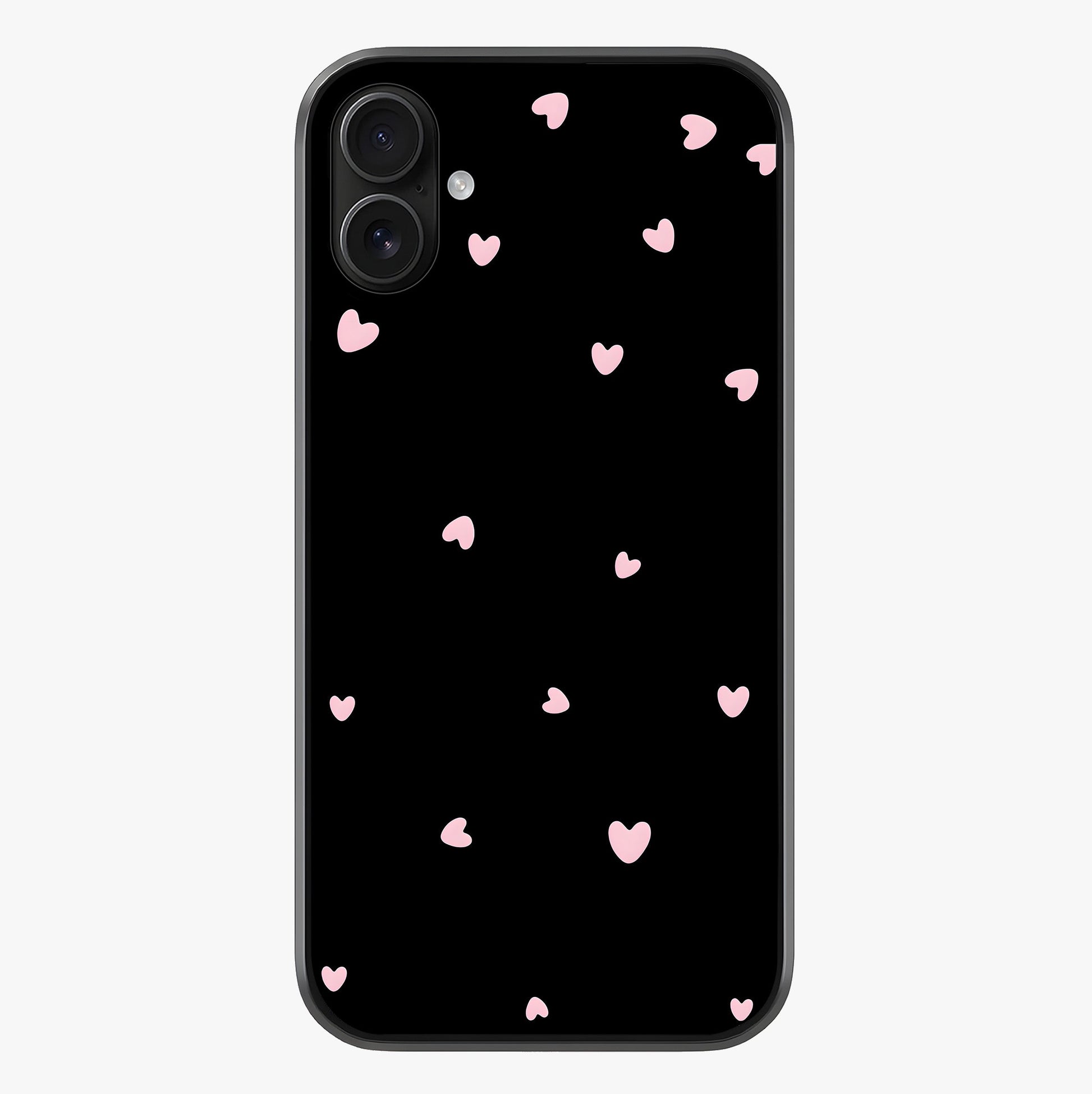 Pink Love Drops Glass Case showing full back design in clean flat view with glossy glass finish.