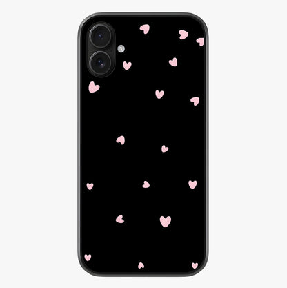 Pink Love Drops Glass Case showing full back design in clean flat view with glossy glass finish.
