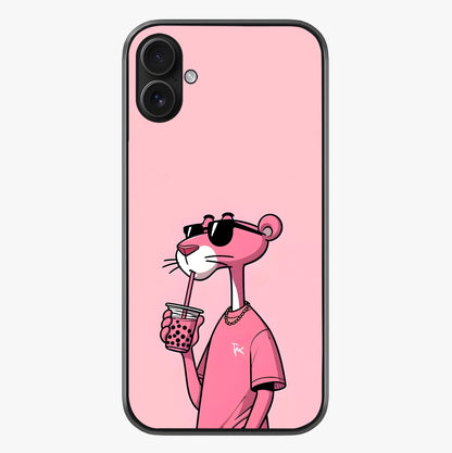 Pink Panther Glass Case showing full back design in clean flat view with glossy glass finish.