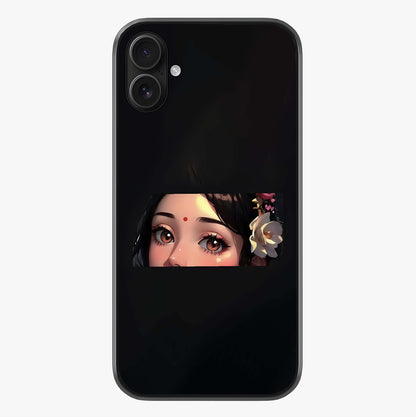 Radha Divine Embrace Glass Case showing full back design in clean flat view with glossy glass finish.
