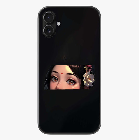 Radha Divine Embrace Glass Case showing full back design in clean flat view with glossy glass finish.