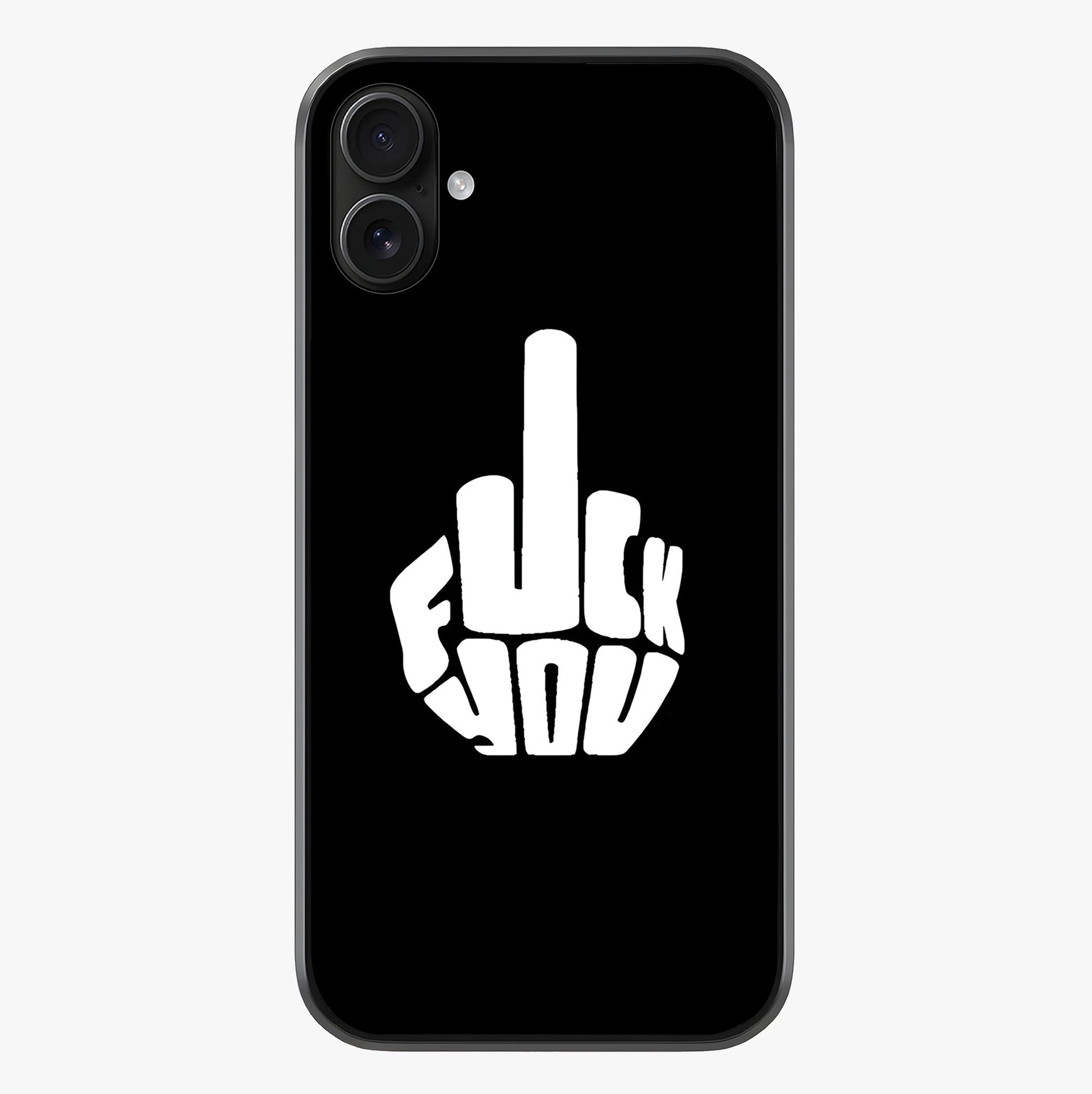 Rebel Mode On Glass Case showing full back design in clean flat view with glossy glass finish.