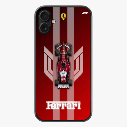 Red Ferrari F1 Vertical Glass Case showing full back design in clean flat view with glossy glass finish.