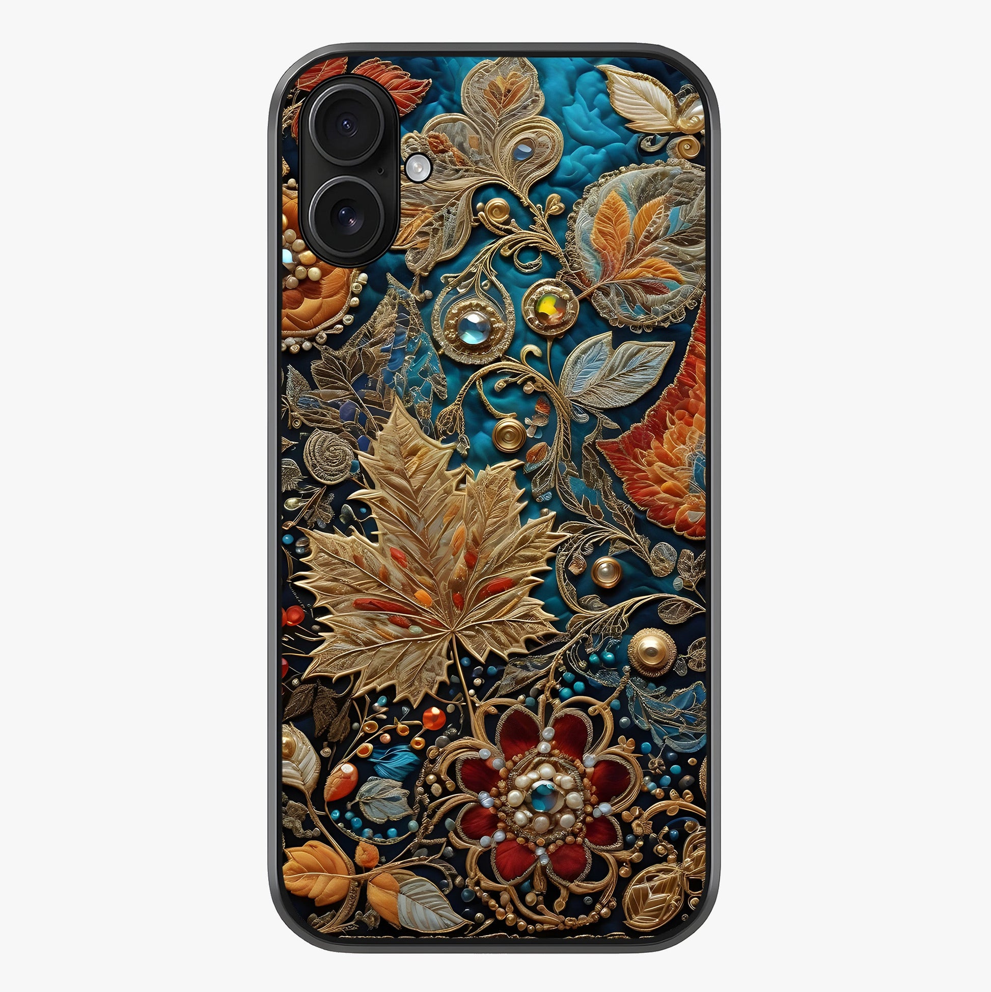 Royal Jewel Garden Glass Case showing full back design in clean flat view with glossy glass finish.