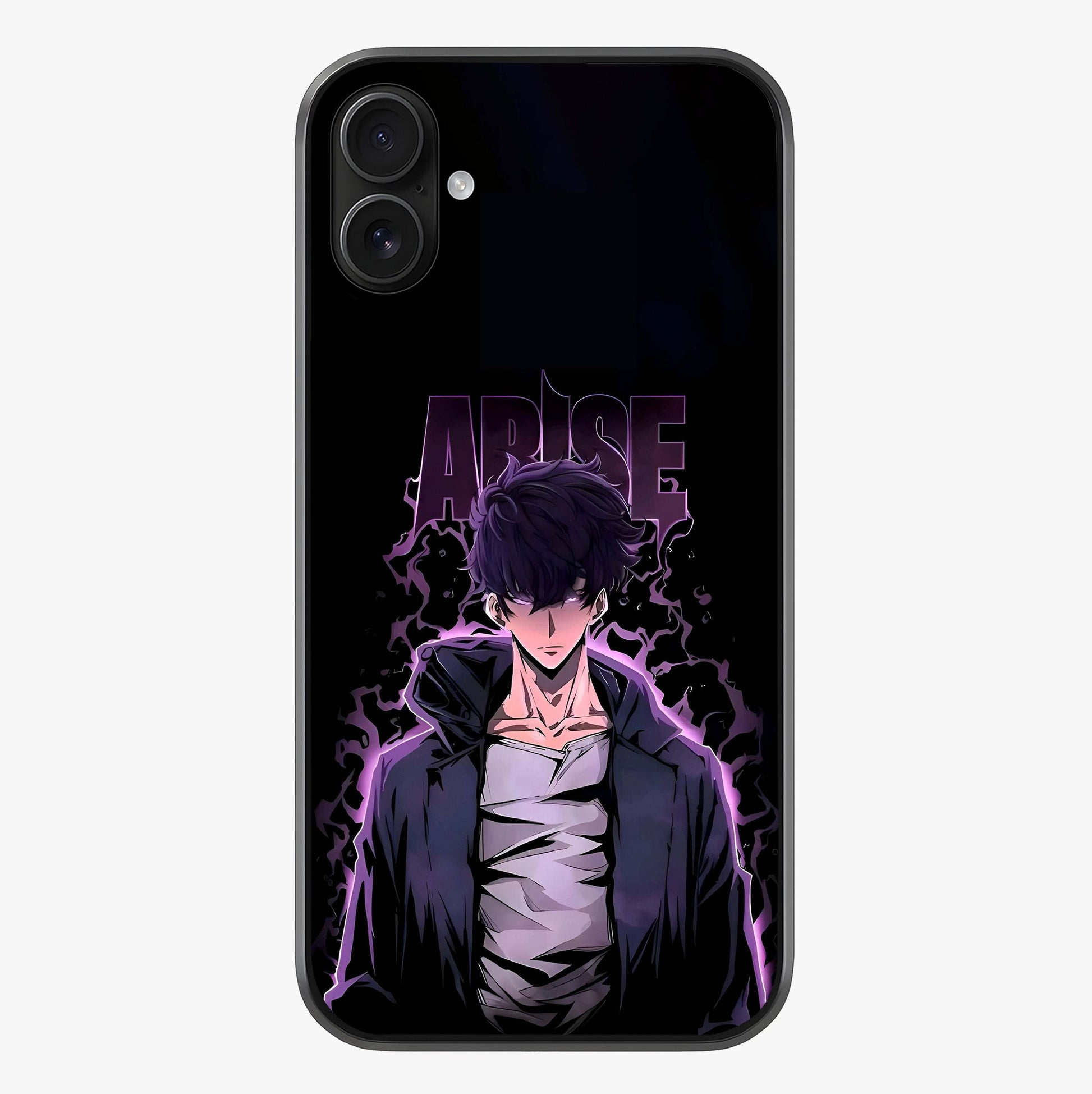 Shadow Monarch Awakening Glass Case showing full back design in clean flat view with glossy glass finish.