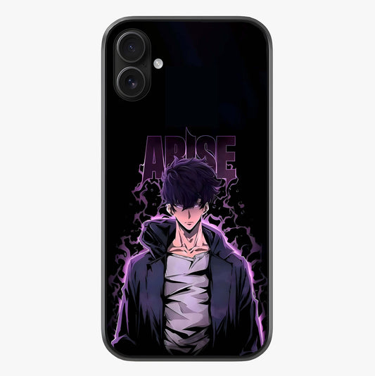 Shadow Monarch Awakening Glass Case showing full back design in clean flat view with glossy glass finish.