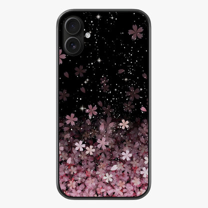 Small Starry Flowers Glass Case showing full back design in clean flat view with glossy glass finish.