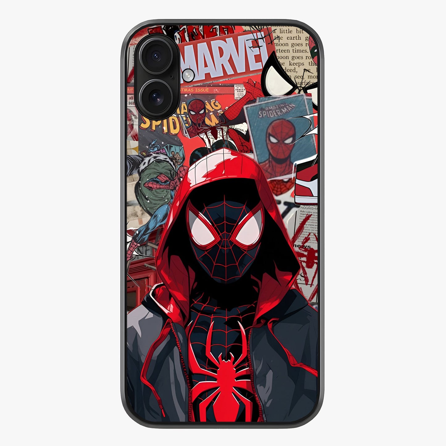 Spider Collage Street Glass Case showing full back design in clean flat view with glossy glass finish.