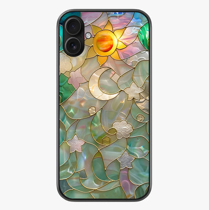 Stained Sunrise Glow Glass Case showing full back design in clean flat view with glossy glass finish.