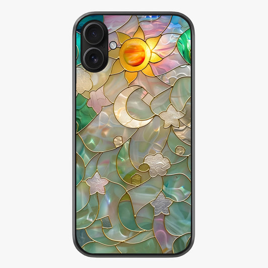 Stained Sunrise Glow Glass Case showing full back design in clean flat view with glossy glass finish.