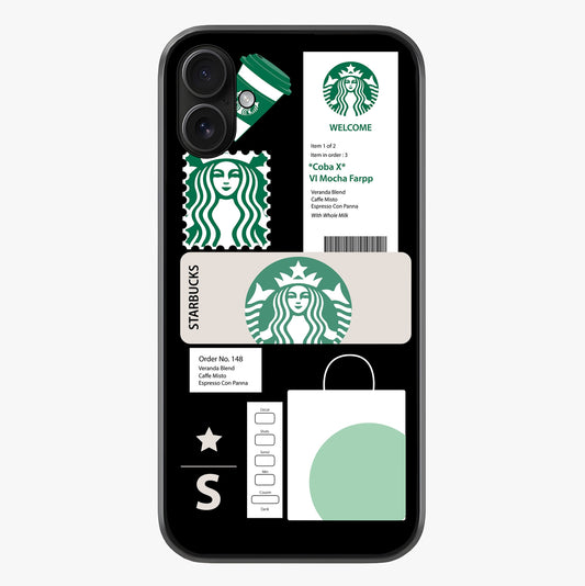 Starbucks Mocha Glass Case showing full back design in clean flat view with glossy glass finish.