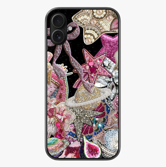 Starlit Jewel Dream Glass Case showing full back design in clean flat view with glossy glass finish.