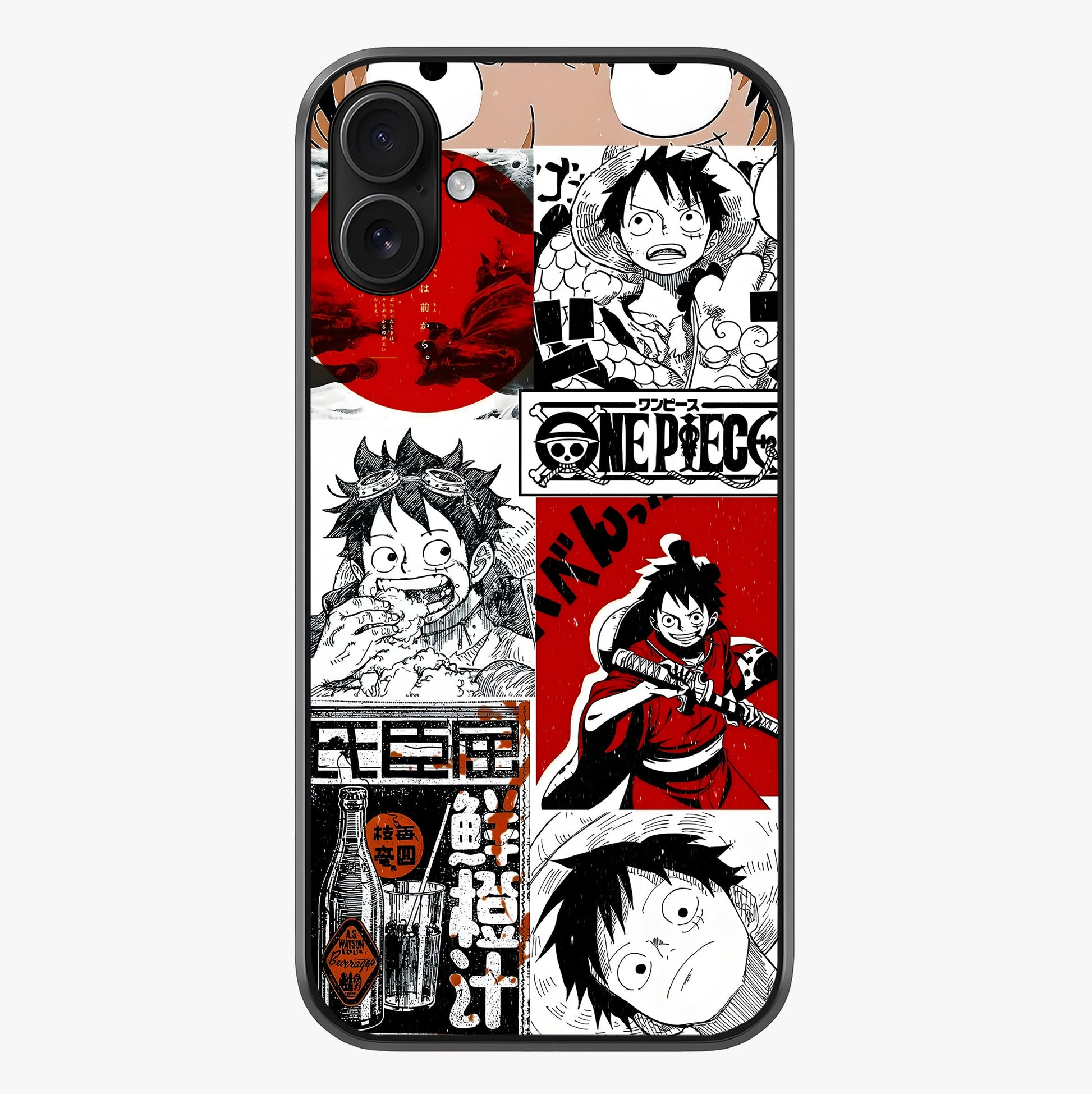 Strawhat Chaos Panels Glass Case showing full back design in clean flat view with glossy glass finish.