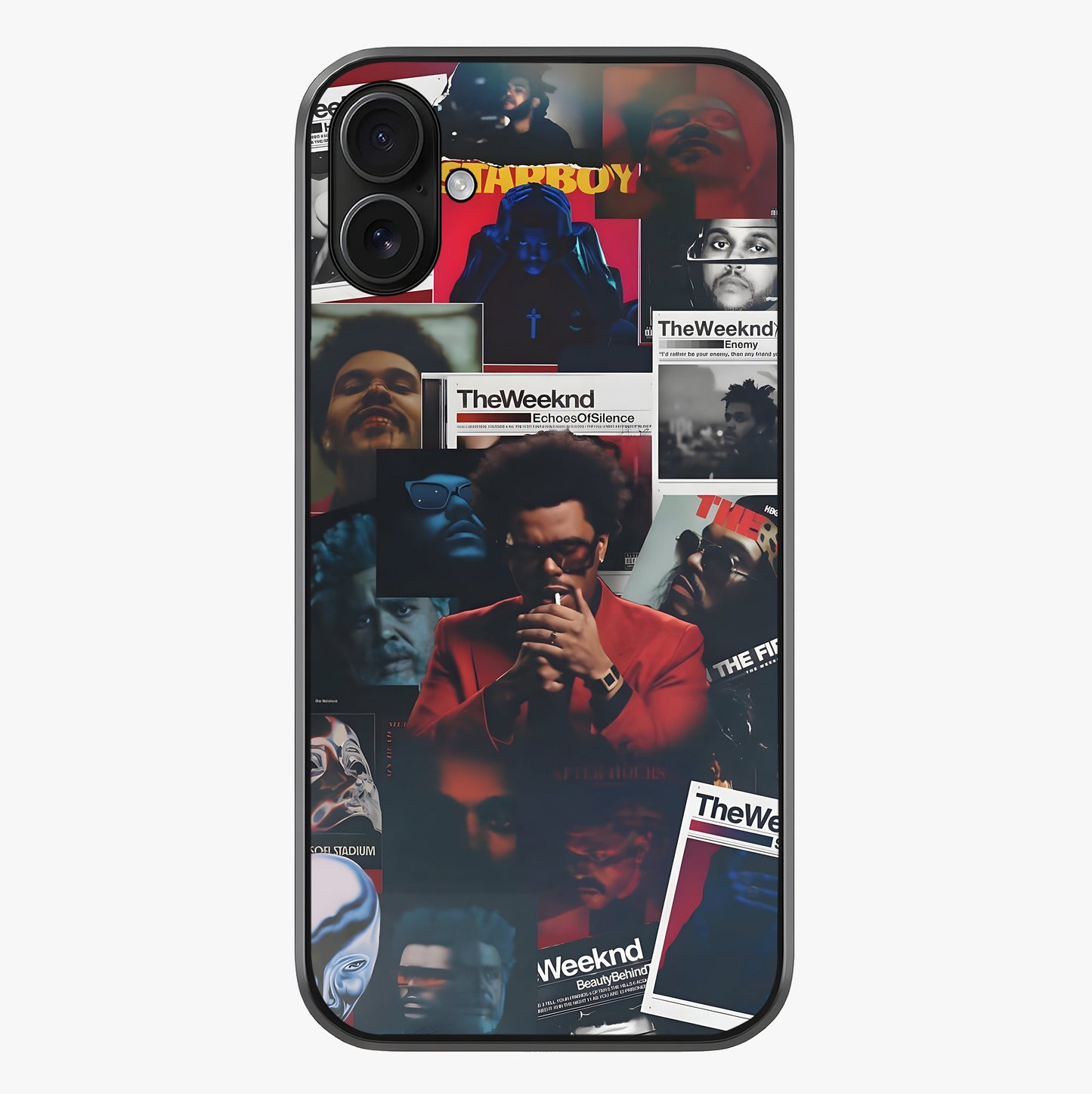 The Weeknd Glass Case showing full back design in clean flat view with glossy glass finish.