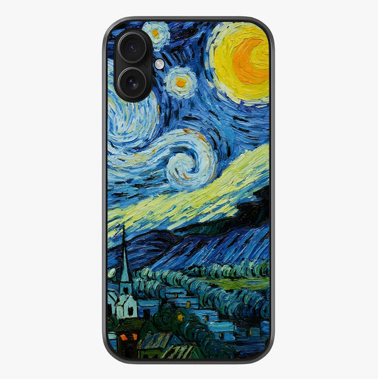 Van Gogh Art Glass Case showing full back design in clean flat view with glossy glass finish.