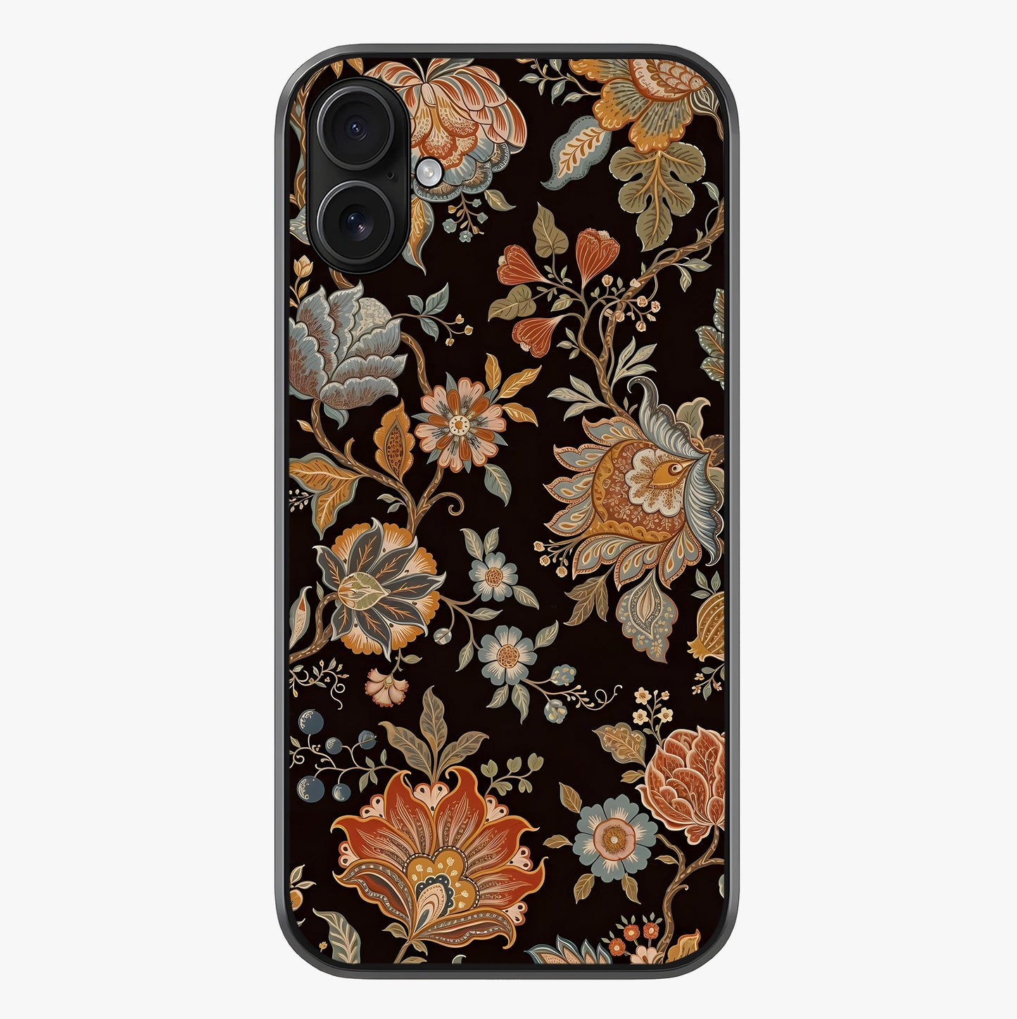 Vintage Floral Dream Glass Case showing full back design in clean flat view with glossy glass finish.